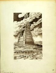 1939-1944. Paysages et évocations dessinées pendant l’Occupation. Thèmes bibliques : la tour de Babel en perspective, 12 fév. 1944.