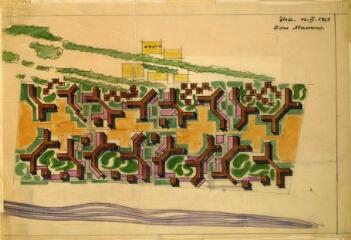 1963-1974. Plan général d'aménagement, unité touristique de Barcarès : plan masse pour la zone Almosnino, zone G, 16/02/1965.