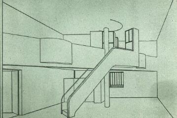 Diapositives de voyages, documentation : vue d'une perspective intérieure n.id. (Le Corbusier, arch.), n.d.