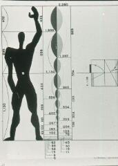 Diapositives de voyages, documentation : vue d'une représentation du 'modulor' (Le Corbusier, arch.), n.d..